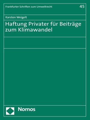 cover image of Haftung Privater für Beiträge zum Klimawandel